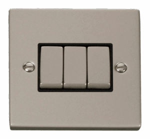 Click Scolmore - Click Deco 3 Gang 2 Way Ingot 10Ax Switch Black (VPPN413BK)