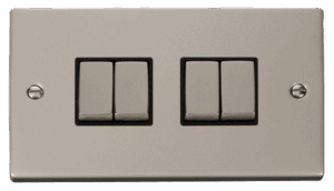 Click Scolmore - Click Deco 4 Gang 2 Way Ingot 10Ax Switch Black (VPPN414BK)