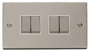 Click Scolmore - Click Deco 4 Gang 2 Way Ingot 10Ax Switch White (VPPN414WH)
