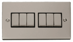 Click Scolmore - Click Deco 6 Gang 2 Way Ingot 10Ax Switch Black (VPPN416BK)