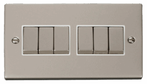 Click Scolmore - Click Deco 6 Gang 2 Way Ingot 10Ax Switch White (VPPN416WH)