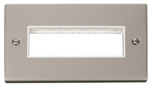 Click Scolmore - Click Deco 2 Gang Plate 6 In-Line Aperture White (VPPN426WH)