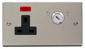 Click Scolmore - Click Deco 13A 1 Gang Dp Key Lockable Socket With Neon (VPPN675BK)