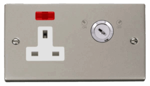 Click Scolmore - Click Deco 13A 1 Gang Dp Key Lockable Socket With Neon (VPPN675WH)