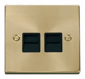 Click Scolmore - Click Deco Twin Telephone Socket Outlet Secondary Black (VPSB126BK)