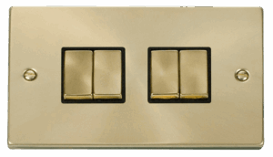 Click Scolmore - Click Deco 4 Gang 2 Way Ingot 10Ax Switch Black (VPSB414BK)