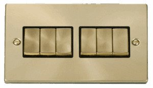 Click Scolmore - Click Deco 6 Gang 2 Way Ingot 10Ax Switch Black (VPSB416BK)