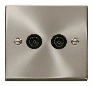 Click Scolmore - Click Deco Twin Coaxial Socket Outlet Black (VPSC066BK)