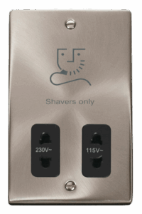 Click Scolmore - Click Deco Dual Voltage Shaver Socket Outlet 115/230V Black (VPSC100BK)