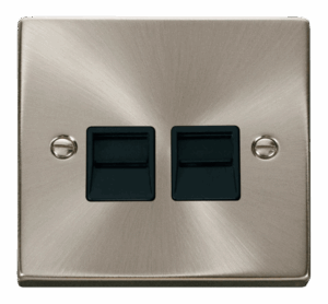 Click Scolmore - Click Deco Twin Telephone Socket Outlet Master Black (VPSC121BK)