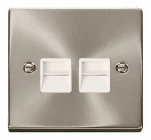Click Scolmore - Click Deco Twin Telephone Socket Outlet Master White (VPSC121WH)