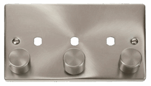 Click Scolmore - Click Deco 3 Gang Double Dimmer Plate & Knobs (VPSC153PL)