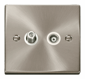 Click Scolmore - Click Deco 1 Gang Satellite & Isolated Coaxial Socket Outlet White (VPSC157WH)