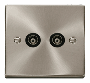 Click Scolmore - Click Deco Twin Isolated Coaxial Socket Outlet Black (VPSC159BK)