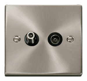 Click Scolmore - Click Deco 1 Gang Satellite & Coaxial Socket Outlet Black (VPSC170BK)