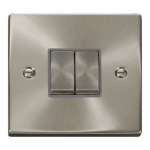 Click Scolmore - Click Deco 10Ax Ingot 2 Gang 2 Way Plate Switch (VPSC412GY)