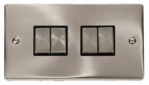 Click Scolmore - Click Deco 4 Gang 2 Way Ingot 10Ax Switch Black (VPSC414BK)