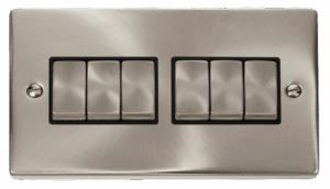 Click Scolmore - Click Deco 6 Gang 2 Way Ingot 10Ax Switch Black (VPSC416BK)