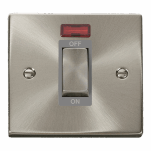 Click Scolmore - Click Deco 50A Ingot 1 Gang Double Pole Plate Switch With Neon (VPSC501GY)