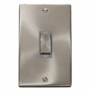 Click Scolmore - Click Deco 50A Ingot 2 Gang (Vertica) Double Pole Plate Switch (VPSC502GY)