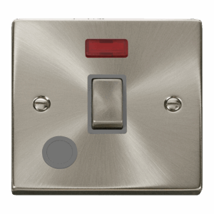 Click Scolmore - Click Deco 20A Ingot Double Pole Plate Switch With Optional Flex Outlet With Neon (VPSC523GY)