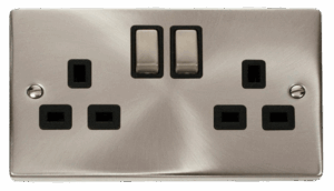Click Scolmore - Click Deco 2 Gang 13A Dp Ingot Switched Socket Outlet Black (VPSC536BK)