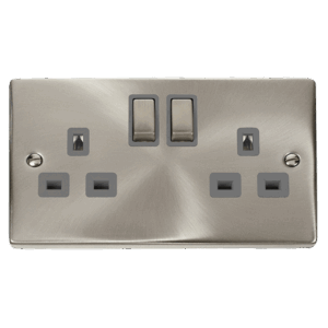 Click Scolmore - Click Deco 13A Ingot 2 Gang Double Pole Switched Socket Outlet (VPSC536GY)