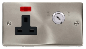 Click Scolmore - Click Deco 13A 1 Gang Dp Key Lockable Socket With Neon (VPSC675BK)