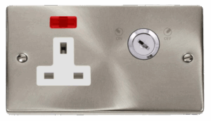 Click Scolmore - Click Deco 13A 1 Gang Dp Key Lockable Socket With Neon (VPSC675WH)