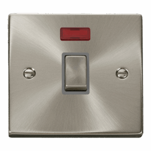 Click Scolmore - Click Deco 20A Ingot Double Pole Plate Switch With Neon (VPSC723GY)