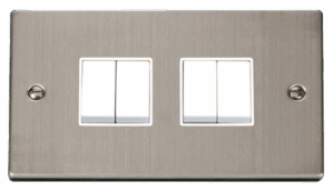 Click Scolmore - Click Deco 4 Gang 2 Way 10Ax Switch White (VPSS019WH)