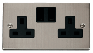Click Scolmore - Click Deco 2 Gang 13A Dp Switched Socket Outlet Black (VPSS036BK)