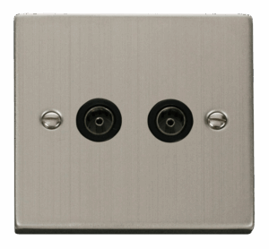 Click Scolmore - Click Deco Twin Coaxial Socket Outlet Black (VPSS066BK)