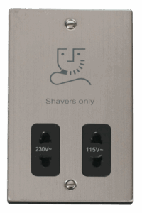 Click Scolmore - Click Deco Dual Voltage Shaver Socket Outlet 115/230V Black (VPSS100BK)