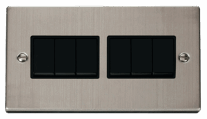 Click Scolmore - Click Deco 6 Gang 2 Way 10Ax Switch Black (VPSS105BK)