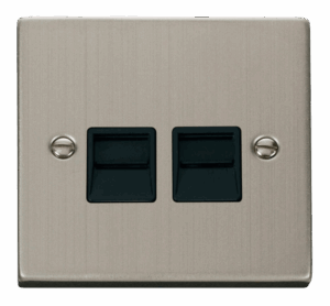 Click Scolmore - Click Deco Twin Telephone Socket Outlet Master Black (VPSS121BK)
