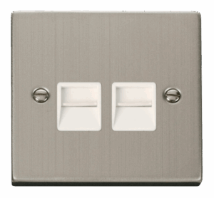 Click Scolmore - Click Deco Twin Telephone Socket Outlet Master White (VPSS121WH)