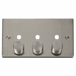Click Scolmore - Click Deco Vpss 3 Gang Double Dimmer Plate & Knobs (VPSS153PL)