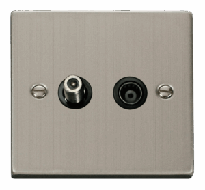Click Scolmore - Click Deco 1 Gang Satellite & Isolated Coaxial Socket Outlet Black (VPSS157BK)