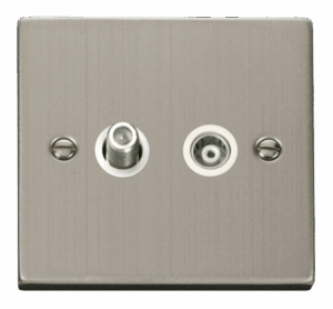 Click Scolmore - Click Deco 1 Gang Satellite & Isolated Coaxial Socket Outlet White (VPSS157WH)