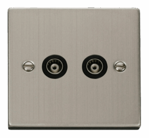 Click Scolmore - Click Deco Twin Isolated Coaxial Socket Outlet Black (VPSS159BK)