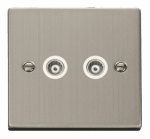 Click Scolmore - Click Deco Twin Isolated Coaxial Socket Outlet White (VPSS159WH)