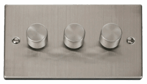 Click Scolmore - Click Deco Vpss 3Gang 2Way 100W Led Dimmer Switch (VPSS163)