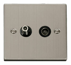 Click Scolmore - Click Deco 1 Gang Satellite & Coaxial Socket Outlet Black (VPSS170BK)