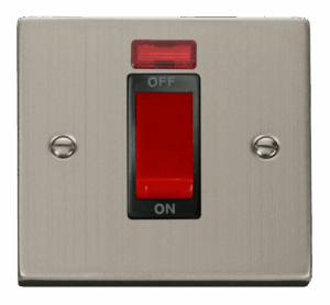 Click Scolmore - Click Deco 1 Gang 45A Dp Switch With Neon Black (VPSS201BK)