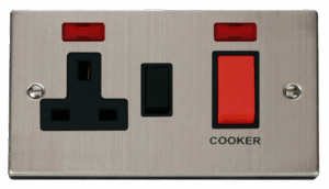 Click Scolmore - Click Deco 45A Dp Switch 13A Switched Socket & Neons (2) Black (VPSS205BK)