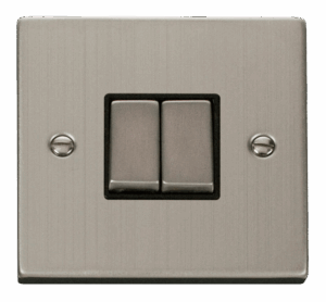 Click Scolmore - Click Deco 2 Gang 2 Way Ingot 10Ax Switch Black (VPSS412BK)
