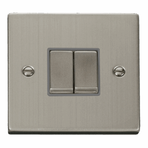 Click Scolmore - Click Deco 10Ax Ingot 2 Gang 2 Way Plate Switch (VPSS412GY)