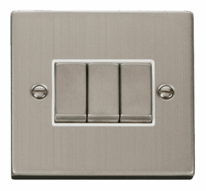 Click Scolmore - Click Deco 3 Gang 2 Way Ingot 10Ax Switch White (VPSS413WH)