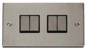 Click Scolmore - Click Deco 4 Gang 2 Way Ingot 10Ax Switch Black (VPSS414BK)